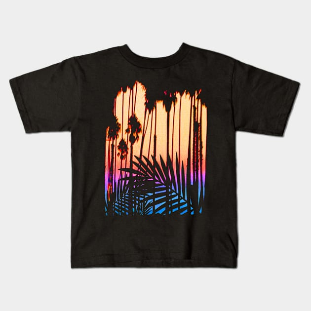 Tropical Paradise Sunset Kids T-Shirt by robotface